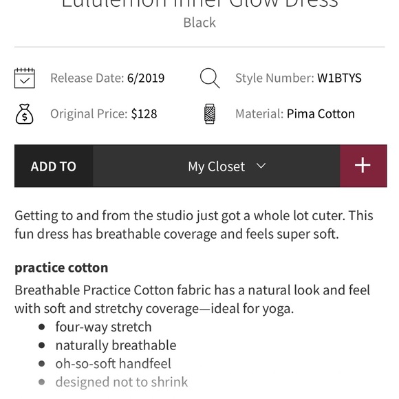 Lululemon Inner Glow dress NWT - Picture 4 of 5